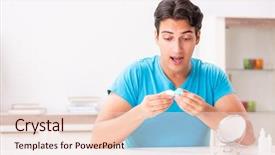  Presentation with home - PPT theme having opthalmology - man trying contact lenses background and a  colored foreground