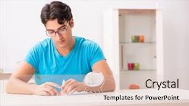  Presentation with contact lens - Slide deck consisting of opthalmology - man trying contact lenses background and a  colored foreground