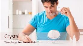  Presentation with contact lens - Theme featuring opthalmology - man trying contact lenses background and a  colored foreground