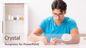  Presentation with home - Slides enhanced with opthalmology - man trying contact lenses background and a  colored foreground