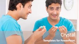  Presentation with contact lens - Audience pleasing theme consisting of opthalmology - man trying contact lenses backdrop and a  colored foreground