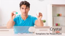  Presentation with home - Beautiful slides featuring opthalmology - man trying contact lenses backdrop and a  colored foreground
