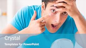  Presentation with home - Slides having opthalmology - man trying contact lenses background and a  colored foreground
