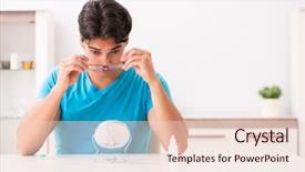  Presentation with contact lens - Beautiful PPT layouts featuring opthalmology - man trying contact lenses backdrop and a  colored foreground