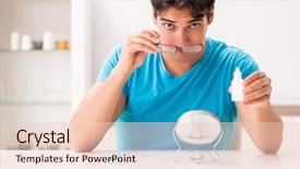  Presentation with home - Beautiful slide deck featuring opthalmology - man trying contact lenses backdrop and a lemonade colored foreground