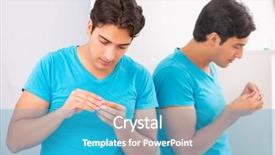  Presentation with contact lens - Colorful slide set enhanced with opthalmology - man trying contact lenses backdrop and a  colored foreground