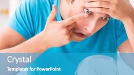  Presentation with home - Slide deck having opthalmology - man trying contact lenses background and a  colored foreground
