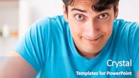  Presentation with home - Slides with opthalmology - man trying contact lenses background and a  colored foreground