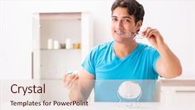  Presentation with contact lens - Slide set enhanced with opthalmology - man trying contact lenses background and a lemonade colored foreground