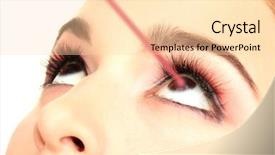  Presentation with correction - Slide set consisting of opthalmology - woman eye with laser correction background and a lemonade colored foreground