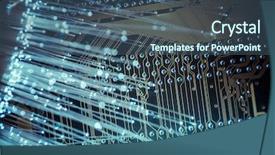  Presentation with optic fibre - Cool new PPT theme with optic cables fibre connection telecomunications backdrop and a ocean colored foreground
