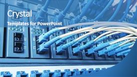  Presentation with fiber optic - PPT theme enhanced with optic connecting on core network background and a teal colored foreground