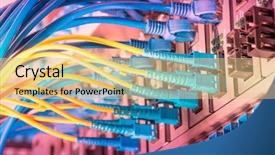  Presentation with fiber optic - Cool new slide set with optic connecting on core network backdrop and a yellow colored foreground