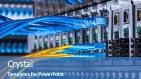  Presentation with fiber optic - Cool new PPT theme with optic connecting on core network backdrop and a ocean colored foreground