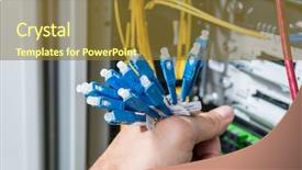  Presentation with fiber optic - PPT theme having optic fiber cables with connector background and a tawny brown colored foreground