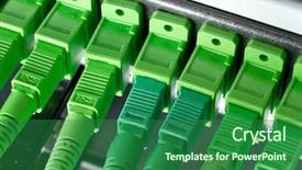  Presentation with fiber optic - PPT theme featuring optic fiber hub as part background and a forest green colored foreground