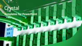 Presentation with infrastructure - Cool new PPT theme with optic fiber hub as part of internet infrastructure backdrop and a forest green colored foreground