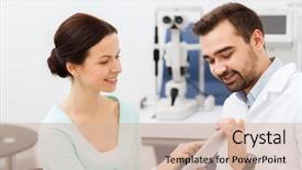  Presentation with anatomy of the eye - Colorful presentation enhanced with optic instruments - optician with tablet pc backdrop and a soft green colored foreground