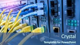  Presentation with fiber optic - Theme featuring optic ports and utp network background and a ocean colored foreground