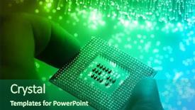  Presentation with polymer fiber chemistry - Cool new presentation design with optical chip - fiber optics background with lots backdrop and a ocean colored foreground