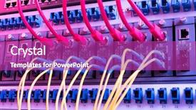  Presentation with data transfer - Audience pleasing slide deck consisting of transfer by optical fibre information backdrop and a purple colored foreground