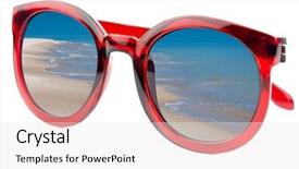  Presentation with reflecting - Audience pleasing theme consisting of optical glasses - summertime concept - sunglasses have backdrop and a  colored foreground