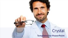  Presentation with optical - Theme consisting of optical glasses - young doctor giving you background and a  colored foreground