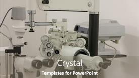  Presentation with machines - Slide deck enhanced with optical machines used to check the eyes optometry background and a gray colored foreground