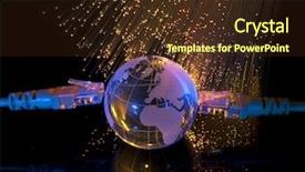  Presentation with high technology - Audience pleasing PPT layouts consisting of optical network - globe with high technology background backdrop and a tawny brown colored foreground