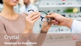  Presentation with eyesight - Cool new slides with optical shop - health care people eyesight backdrop and a coral colored foreground