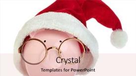  Presentation with optical - Colorful slide deck enhanced with optical shop - piggy bank with santa claus backdrop and a lemonade colored foreground