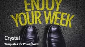  Presentation with team business top view - PPT theme featuring optimal start - top view of business shoes background and a dark gray colored foreground