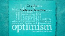  Presentation with positivity - Audience pleasing PPT theme consisting of optimism-word-cloud-handwriting backdrop and a teal colored foreground