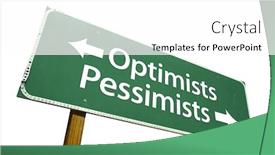  Presentation with road - Presentation theme consisting of optimists-pessimists-road-sign-isolated background and a white colored foreground