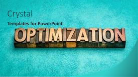  Presentation with best - Beautiful PPT theme featuring optimization-word-in-vintage-letterpress backdrop and a cyan colored foreground
