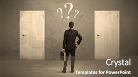  Presentation with decision - Colorful PPT theme enhanced with options - salesman standing in front backdrop and a violet colored foreground