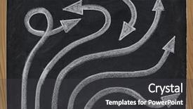  Presentation with solutions - Audience pleasing presentation consisting of draw arrows - options or alternative solutions concept backdrop and a dark gray colored foreground