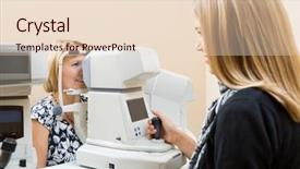  Presentation with optometrist - Slide deck consisting of optometrist measuring patients eye pressure background and a lemonade colored foreground