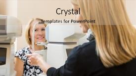  Presentation with optometrist - Colorful slide set enhanced with optometrist measuring patients eye pressure backdrop and a soft green colored foreground