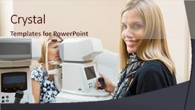  Presentation with optometrist - Audience pleasing PPT theme consisting of optometrist measuring patients eye pressure backdrop and a lemonade colored foreground