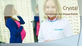  Presentation with optometrist - Presentation design enhanced with optometrist optician at eye glasses shop background and a cream colored foreground