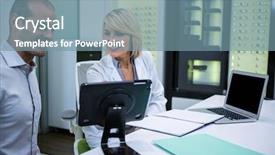  Presentation with optometrist - Presentation consisting of optometrist talking to male patient background and a  colored foreground