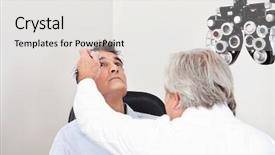  Presentation with further - Cool new slide set with optometrist using mydriatics eye drops backdrop and a white colored foreground