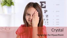  Presentation with ophthalmologist - Cool new presentation design with optometry - small girl visiting ophthalmologist backdrop and a red colored foreground