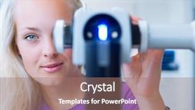  Presentation with optometry - Colorful presentation design enhanced with optometry concept - pretty young female patient having her eyes examined by an eye doctor color toned image shallow dof backdrop and a coral colored foreground