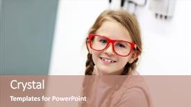  Presentation with child eye - PPT theme consisting of optometry male optometrist optician doctor background and a coral colored foreground