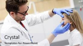  Presentation with optometry - PPT theme with optometry male optometrist optician doctor background and a light gray colored foreground