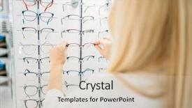  Presentation with optometrist - Colorful slide deck enhanced with optomotrist - female optometrist shows glasses backdrop and a soft green colored foreground
