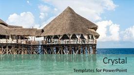  Presentation with zanzibar - Presentation design consisting of opulent - colorful landscape with african hotel background and a seafoam green colored foreground