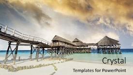  Presentation with zanzibar - PPT theme consisting of opulent - colorful landscape with african hotel background and a soft green colored foreground